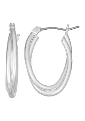 Silver Tone 23 Millimeter Double Hoop Earrings