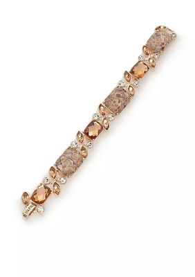 Gold Tone Amber Crystal Chain Bracelet