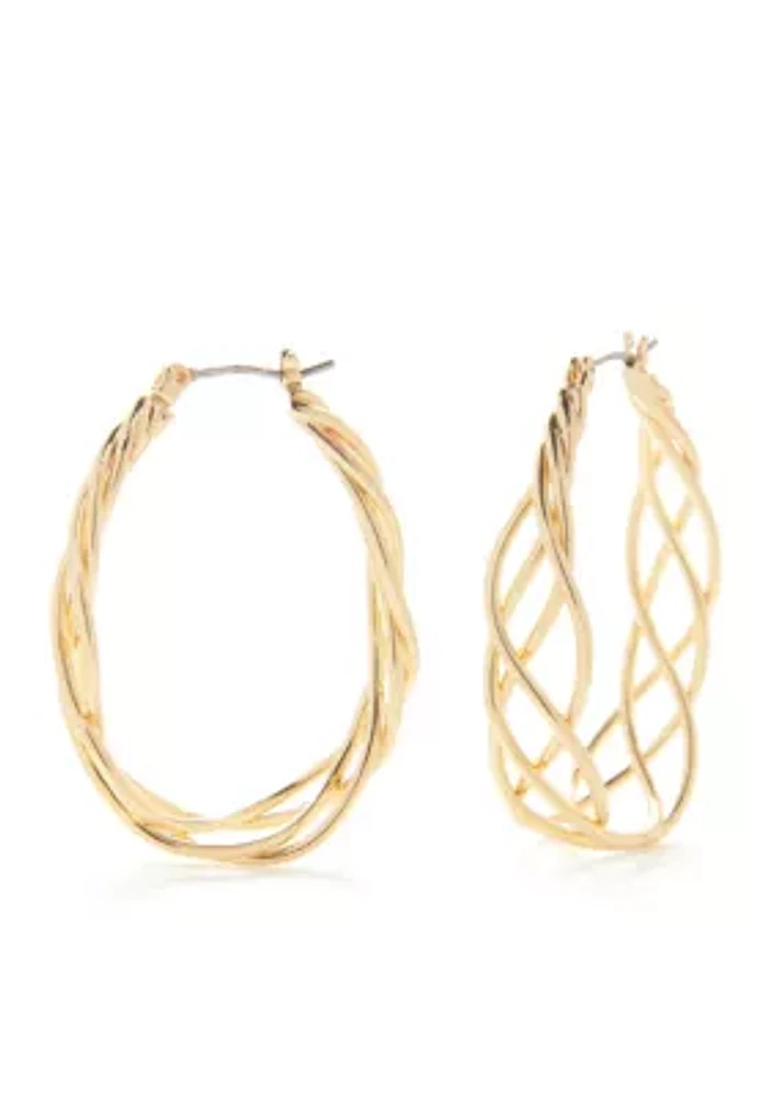 Gold-Tone Classic Large Braided Hoop Earrings