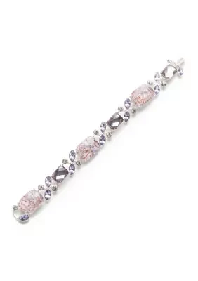 Silver-Tone Square Crystal Line Boxed Bracelet