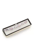 Silver-Tone Square Crystal Line Boxed Bracelet