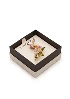 Gold-Tone Box In The Jungle Hummingbird Flower Pin