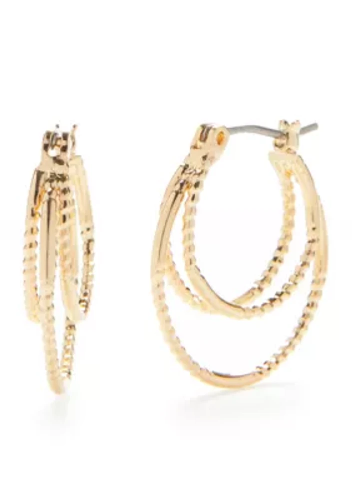 Gold-Tone Nicely Paired Double Click It Hoop Earrings