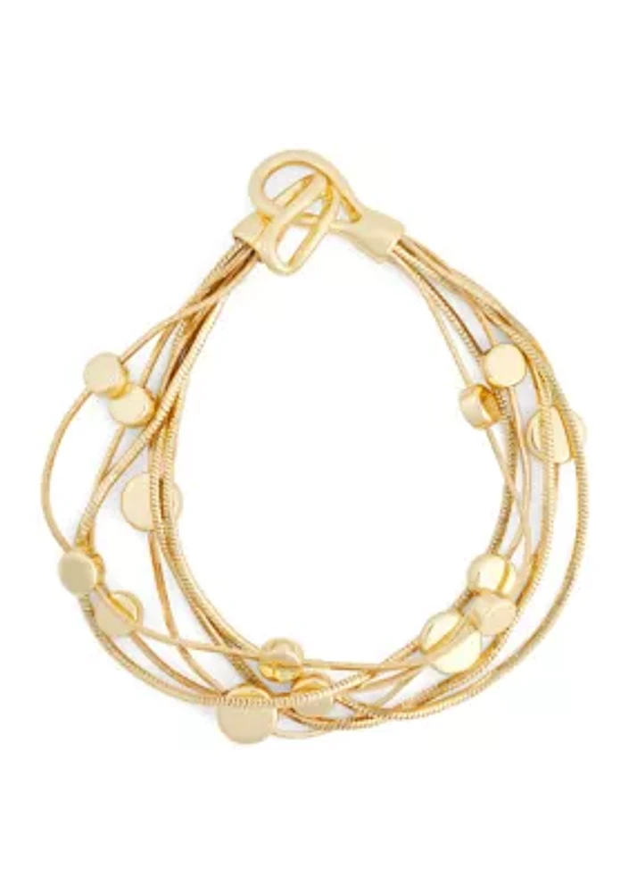 Gold Tone Multi Row Flex Bracelet