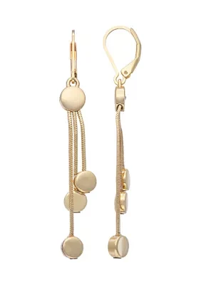 Gold Tone Lever Back Linear Chandelier Earrings