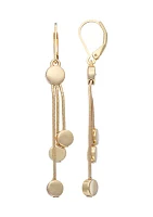 Gold Tone Lever Back Linear Chandelier Earrings