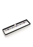 Silver-Tone Box Treasure Stone Line Flex Bracelet