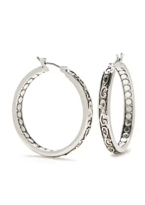 Silver-tone Refined Textured Hoop Earrings