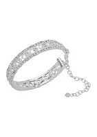 Silver Tone Coil Crystal Bracelet