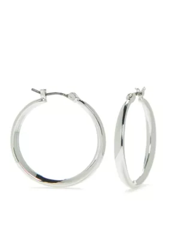 Silver-Tone Front Back Hoop Earrings