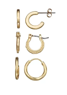 Gold Tone Trio Hoop Earrings