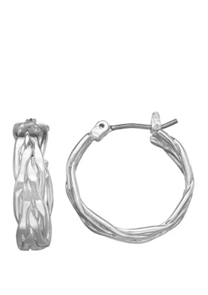 Silver-Tone Small Thick Hoop Earrings