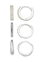 Silver Tone Trio Hoop Earring Set