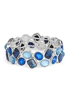 Silver Tone Cluster Stretch Bracelet