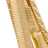 Gold Tone Multi Row Snake Curb Chain High Polished Necklace