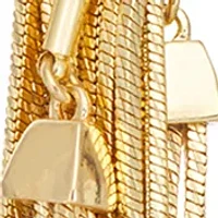 Gold Tone Multi Tassel Pendant Snake Chain High Polished Necklace