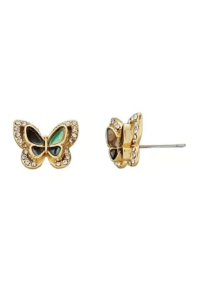 Genuine Crystal and Mother of Pearl Butterfly Earrings