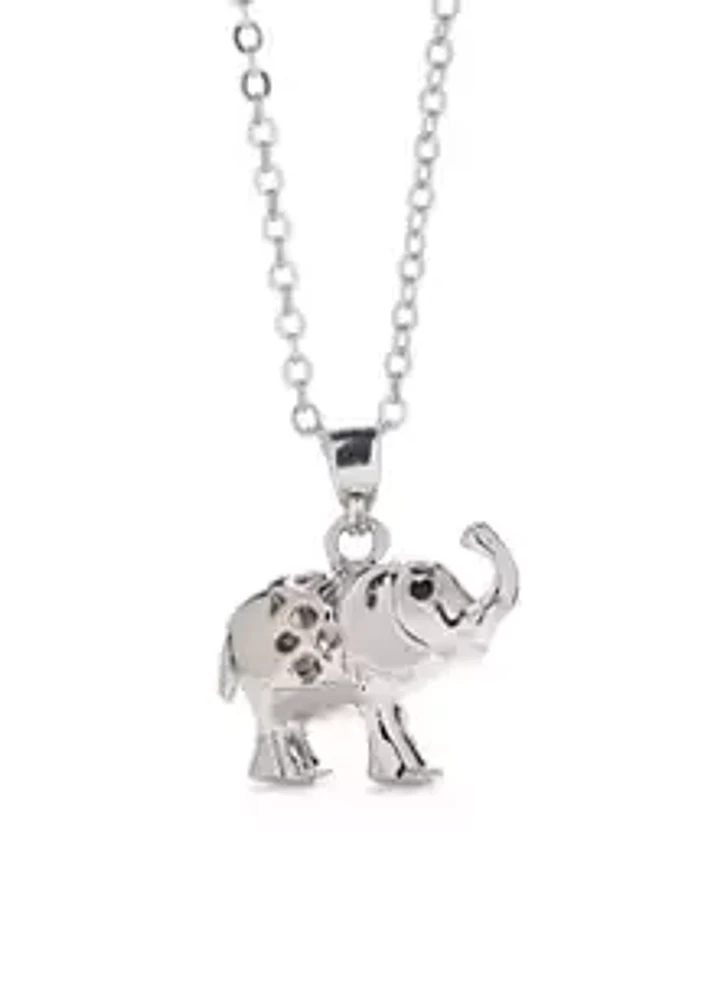 Belk SIlver Tone Pavé Elephant Pendant Necklace