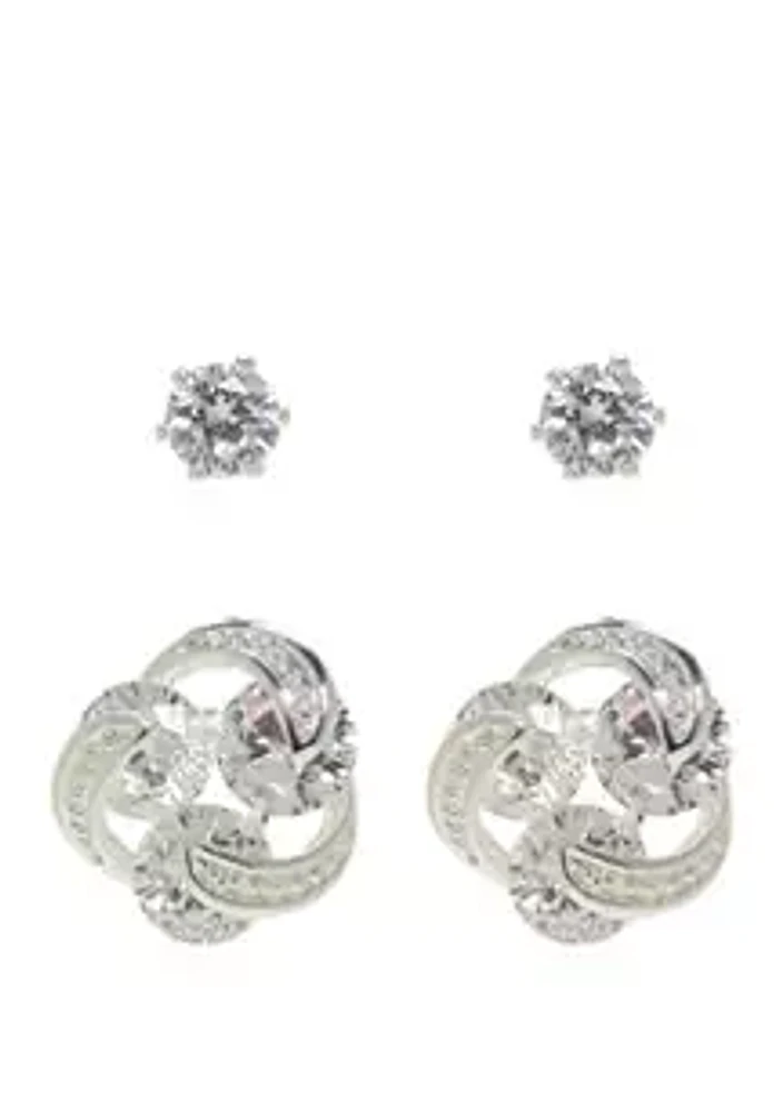 Belk Cubic Zirconia Round Stone Duo Stud Earring Set