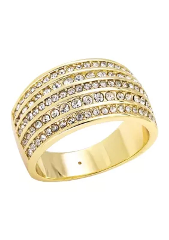 Lab Created Crystal Multi Row Pavé Gold Ring