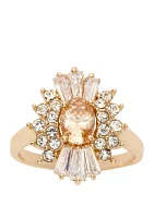 Gold-Tone Cubic Zirconia Oval Starburst Ring