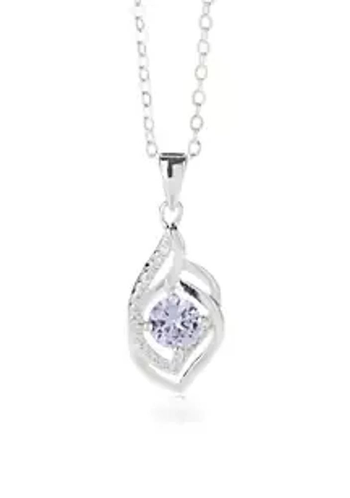 Belk Round Silver Cubic Zirconia Pave Pear Pendant Necklace