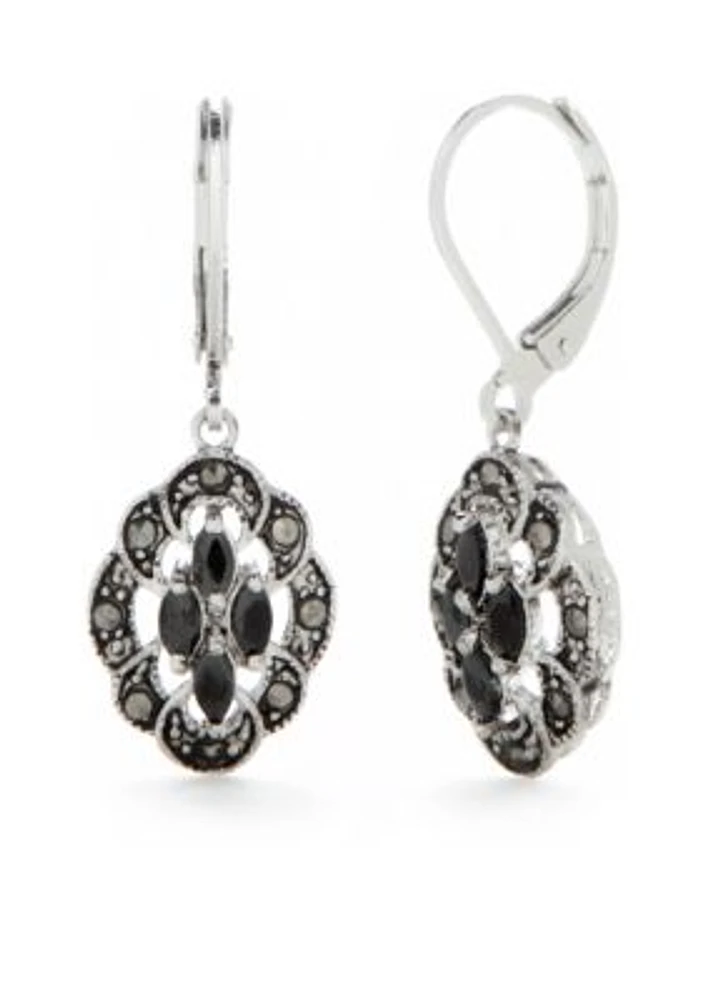 Silver-Tone Cubic Zirconia Drop Earrings