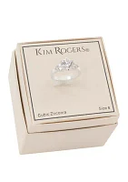 Boxed Silver Tone Lab Created Cubic Zirconia Round Ring