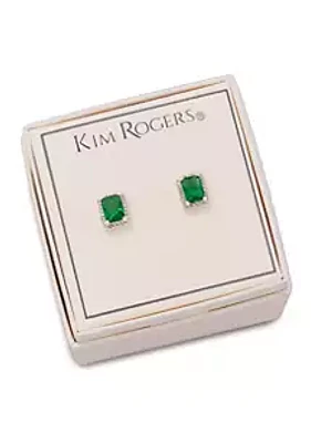 Belk Boxed Emerald Crystal Stone Earrings
