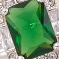 Boxed Silver Tone Lab Created Emerald Cubic Zirconia Ring