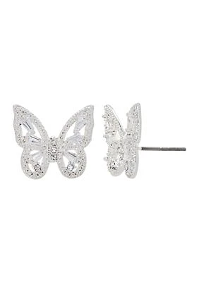 Boxed Cubic Zirconia Pavé Butterfly Earrings