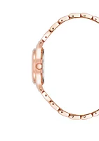 Rose Gold Tone Metal Link Bracelet with Green Dial Watch - 26 Millimeter