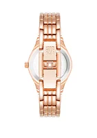 Rose Gold Tone Metal Link Bracelet with Green Dial Watch - 26 Millimeter