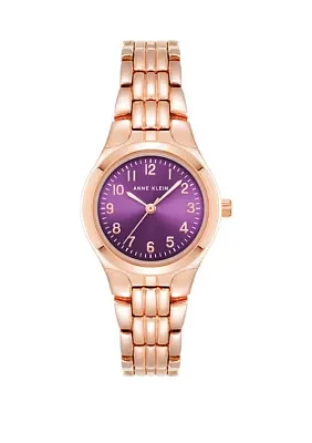 Women's Rose Gold Tone Metal Link Bracelet Watch with Mauve Dial - 26 Millimeter