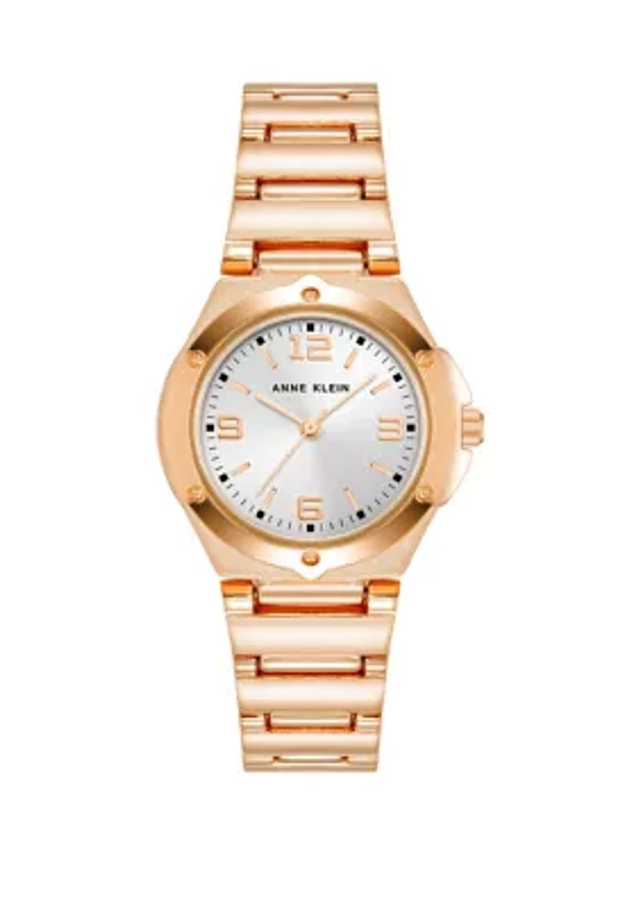 Women's Rose Gold Tone Metal Link Bracelet Watch - 28 Millimeter