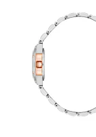 Women's Silver Tone and Rose Gold Tone Metal Link Bracelet Watch - 28 Millimeter