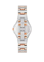 Women's Silver Tone and Rose Gold Tone Metal Link Bracelet Watch - 28 Millimeter