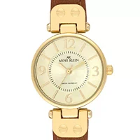 Gold Round Case with Honey Leather Strap