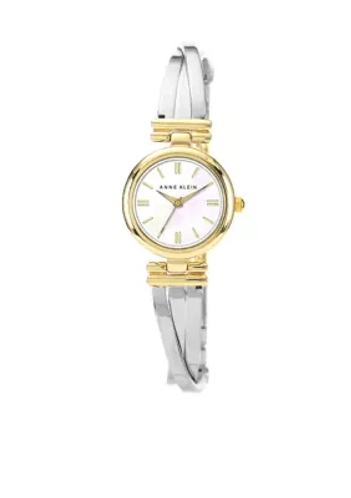 Two-Tone "X" Shape Bangle Watch