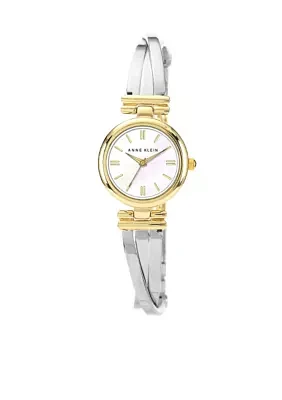 Two-Tone "X" Shape Bangle Watch