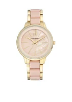 Women's Gold-Tone Mother of Pearl Adjustable Bracelet Link Watch