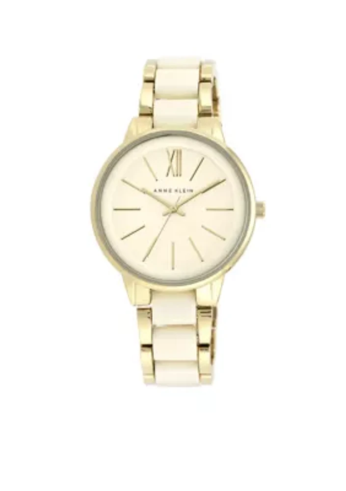 Ivory and Gold-Tone Bracelet Watch