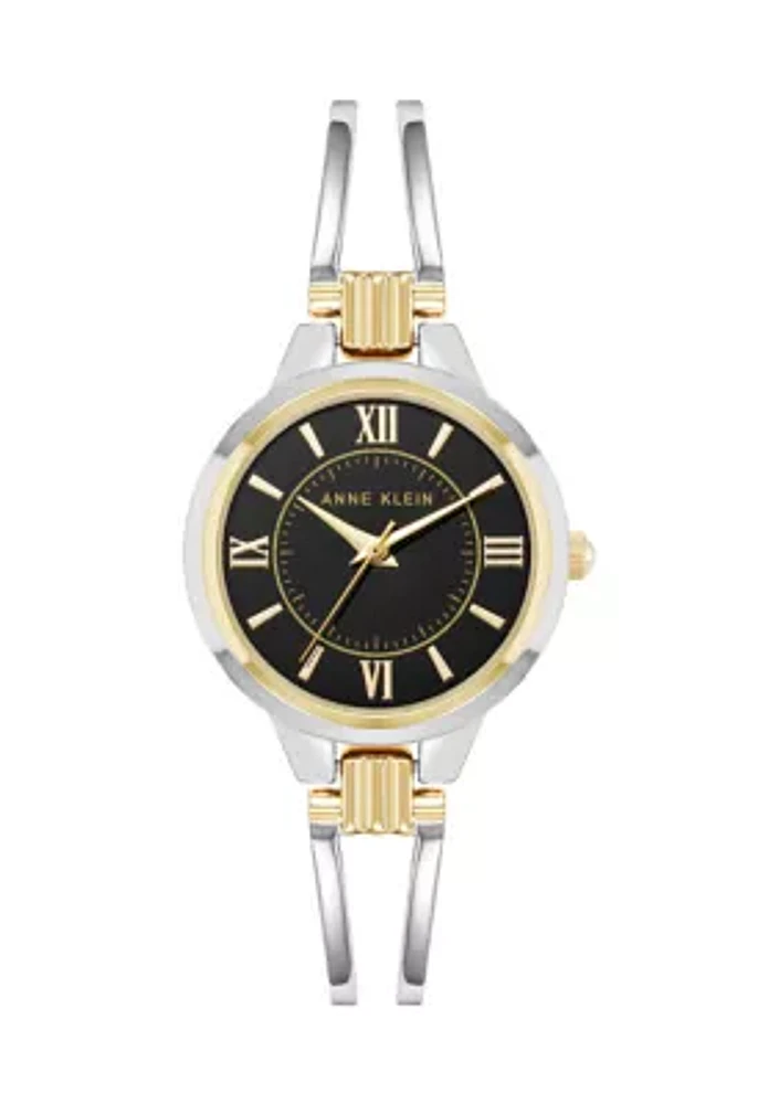 Women's Two-Tone Alloy Open Bangle Watch