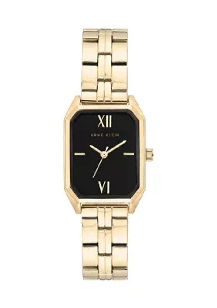 Women's Gold Tone Bracelet Black Dial Watch 