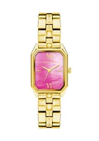 Women's Gold-Tone Link Bracelet with Pink Mother of Pearl Dial Watch, 24mm