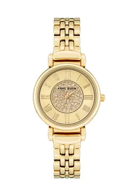 Round Crystal Dial Gold Plated Bracelet Watch 