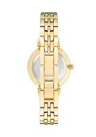 Round Crystal Dial Gold Plated Bracelet Watch 