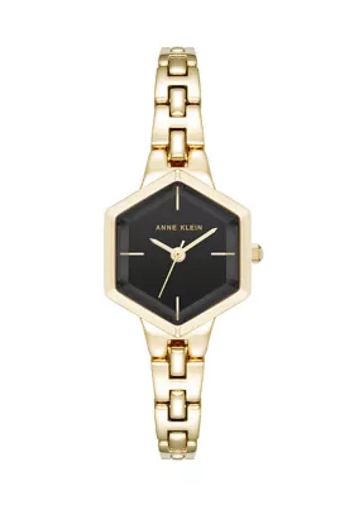 Gold Tone Black Dial Watch