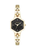 Gold Tone Black Dial Watch