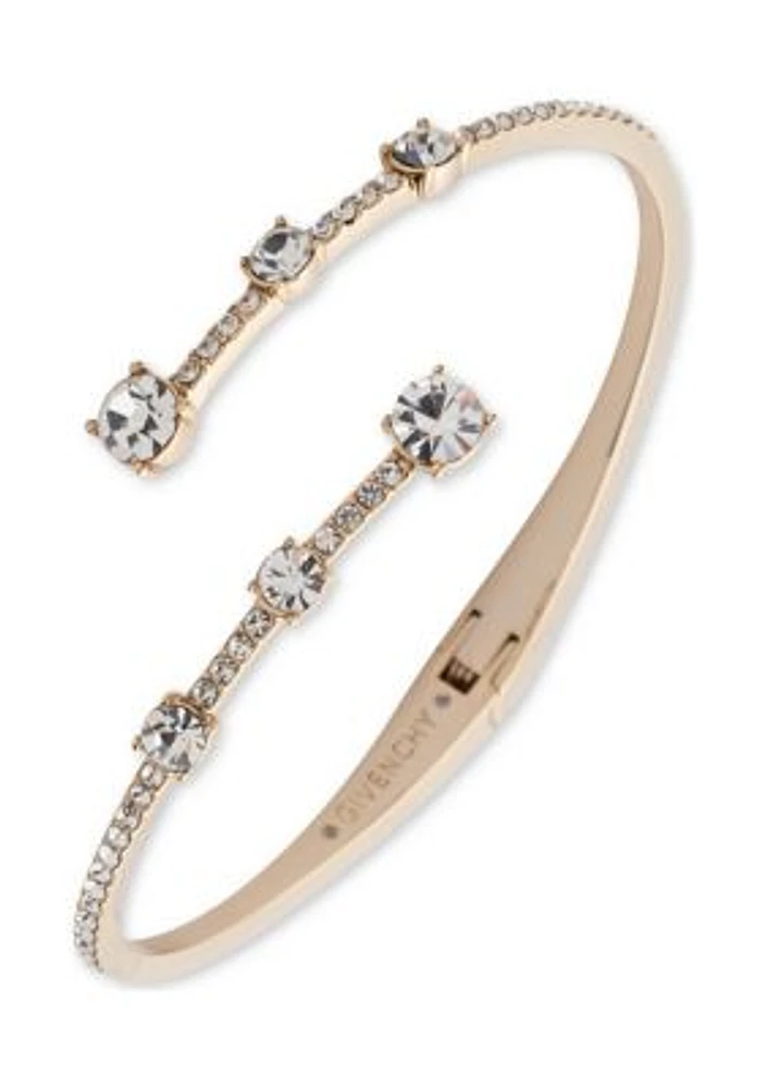 Gold Tone Crystal Pavé Bypass Bangle Bracelet